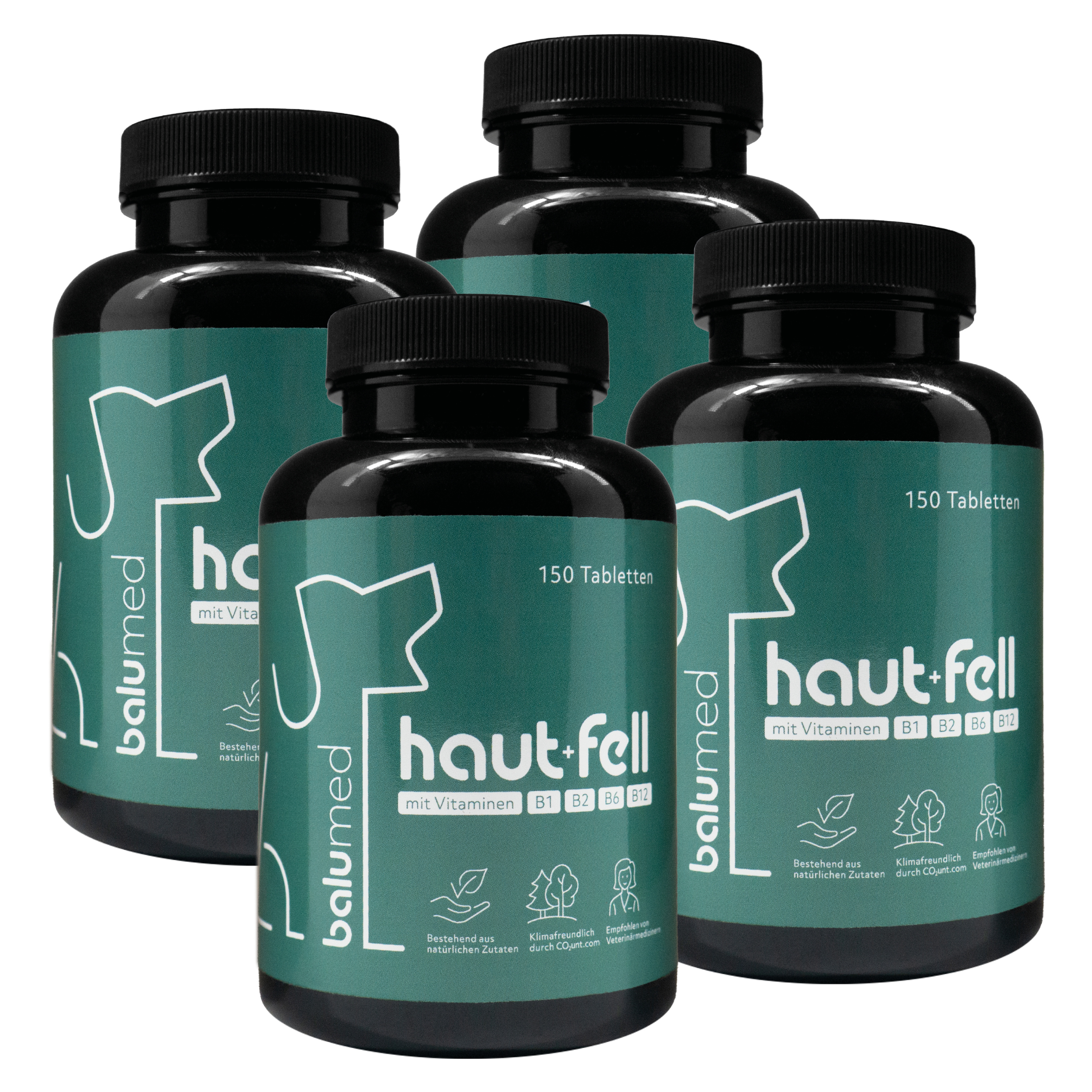 balumed® Haut+Fell – 150 Tabletten für Hunde – mit Bierhefe, MSM, Grünlippmuschel, Goldhirse, Vitamin D, B2 & Zink – 1500 mg pro Tablette